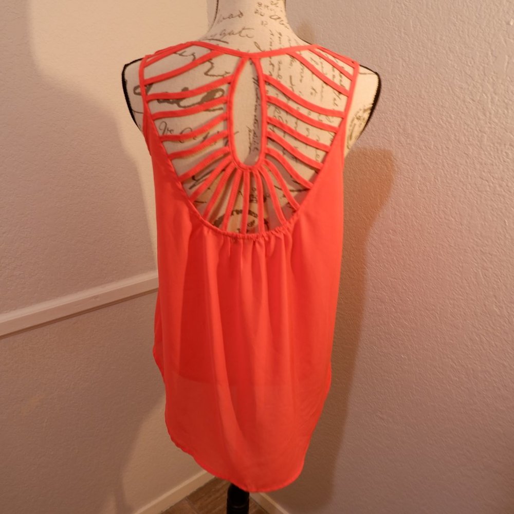Coral Sheer Tank with Detailed Back